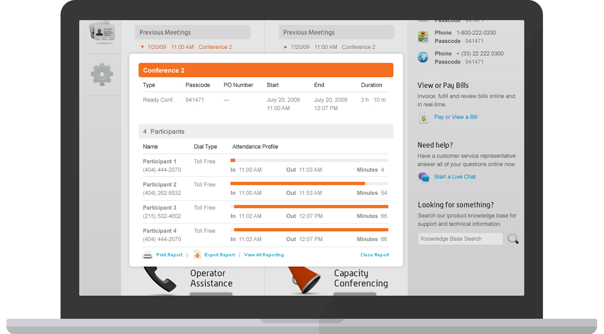 PGi Portal Usage Modal
